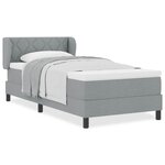 vidaXL Lit boxspring avec matelas Gris clair 90 x 190 cm tissu