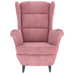 vidaXL Fauteuil à oreilles avec tabouret rose velours