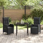 vidaXL Ensemble de salle à manger pour jardin 3 Pièces Noir Poly rotin
