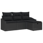 vidaXL Ensemble de canapés de jardin 4 pièces avec coussins noir en poly rotin