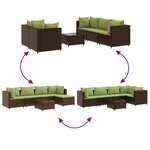 vidaXL Salon de jardin 6 Pièces avec coussins Marron Résine tressée
