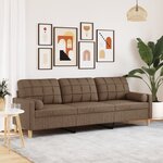 vidaXL Canapé 3 places avec oreillers décoratifs marron 210 cm tissu