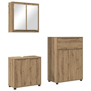 vidaXL Ensemble de mobilier de salle de bain 3 Pièces Chêne artisanal