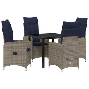 vidaXL Ensemble de salle à manger pour jardin 5 Pièces Noir Poly rotin