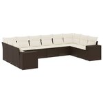 vidaXL Salon de jardin 10 Pièces avec coussins marron résine tressée