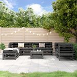 vidaXL Salon de jardin 9 Pièces Gris Bois de pin massif