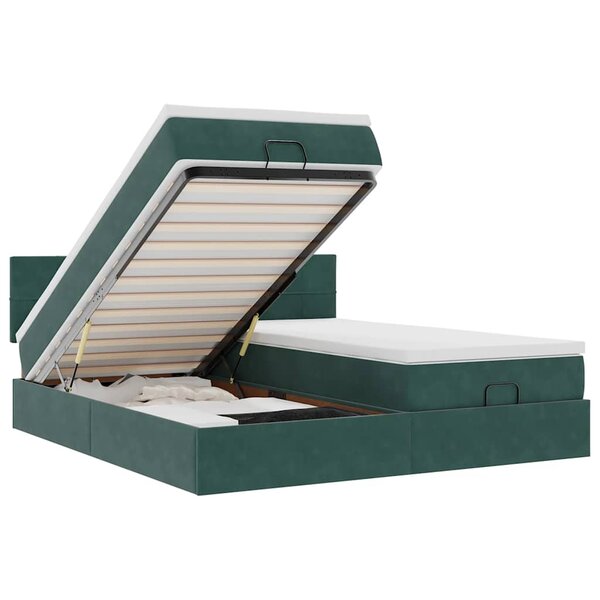 VidaXL Cadre de lit ottoman avec matelas vert foncé 180x200cm velours