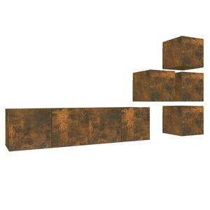 vidaXL Ensemble de meubles TV 6 Pièces Chêne fumé Bois d'ingénierie