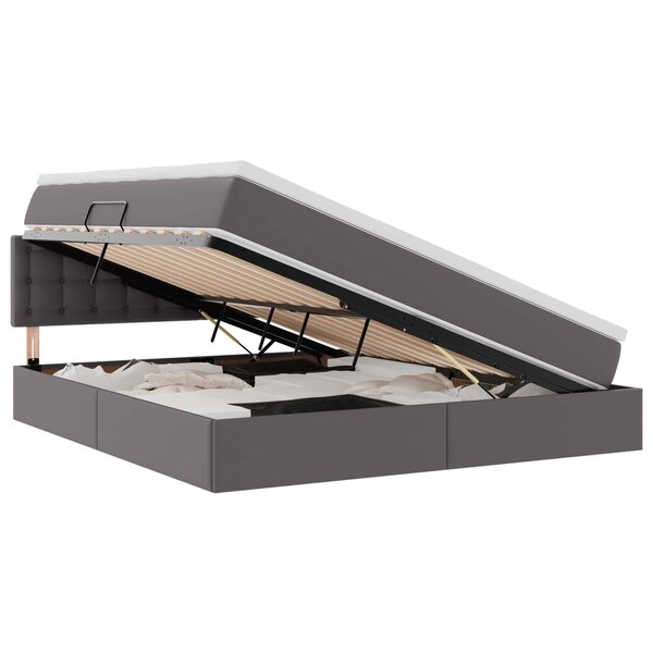 vidaXL Lit avec rangement et matelas Gris 180 x 200 cm Simili cuir