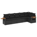 vidaXL Salon de jardin 6 Pièces avec coussins noir résine tressée