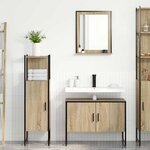 vidaXL Ensemble de mobilier de salle de bain avec étagère 3 Pièces Marron