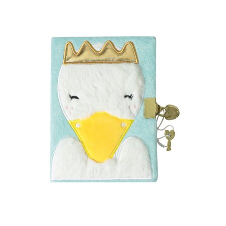 Journal intime couverture peluche - 12 x 17 cm - cygne