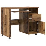 vidaXL Bureau marron Bois ancien Panneau de particules  Métal Standard