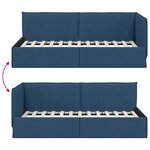 vidaXL Cadre de lit d'angle avec tête de lit Bleu 90 x 200 cm tissu