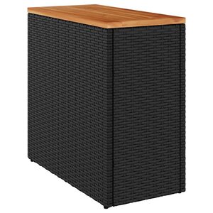 vidaXL Table d'appoint de jardin avec plateau en bois noir 58 x 27 5 x 55 cm en résine tressée