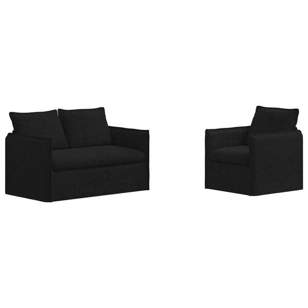 vidaXL Canapé 2 Pièces Noir 196 x 82 x 85 cm tissu