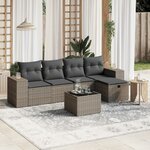 vidaXL Salon de jardin 6 Pièces avec coussins gris résine tressée