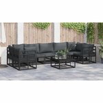 vidaXL Ensemble de canapé de jardin 8 Pièces Noir Aluminium