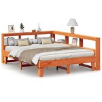vidaXL Lit bibliothèque sans matelas cire marron 150x200 cm pin massif