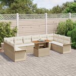 vidaXL Ensemble de canapé de jardin 11 Pièces Beige et crème polyrotin