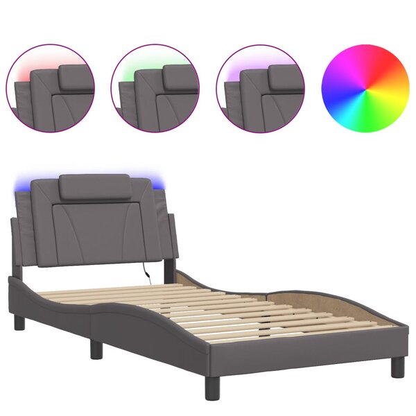vidaXL Cadre de lit Viana avec LED sans matelas gris 100x200 cm