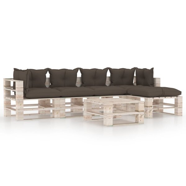 vidaXL Salon palette de jardin 6 Pièces avec coussins bois de pin