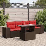 vidaXL Salon de jardin avec coussins 5Pièces marron résine tressée acacia