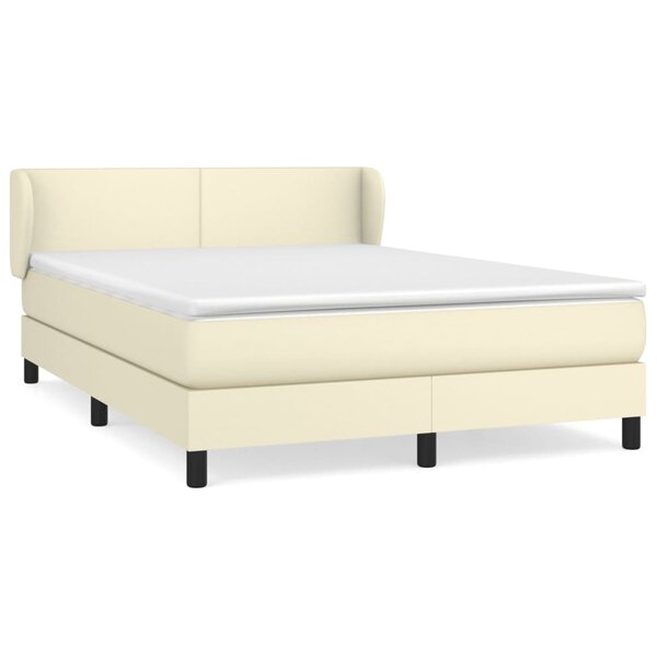 vidaXL Sommier à lattes de lit avec matelas Crème 140x200cm Similicuir