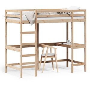 vidaXL Lit superposé avec bureau 90x200 cm bois de pin massif