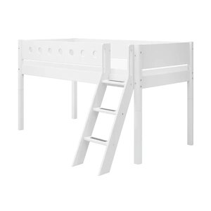 Flexa WHITE Lit mi-hauteur avec echelle inclinee 90 x 200 cm Barriere de securite classique Blanc