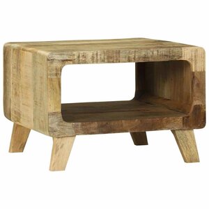 vidaXL Table basse Marron 50 x 50 x 35 cm Bois de manguier brut massif