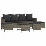 vidaXL Salon de jardin 5 Pièces avec coussins gris résine tressée