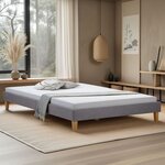 Lit Futon Double 160 x 200 Tissu Gris