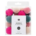 24 pompons en laine teintes pastel Jolly Christmas