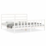 vidaXL Cadre de lit avec tête de lit blanc 200x200 cm bois massif