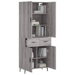 vidaXL Buffet haut Sonoma gris 69 5x34x180 cm Bois d'ingénierie