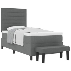 vidaXL Lit à ressorts avec matelas Gris foncé 90 x 200 cm tissu