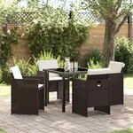 vidaXL Ensemble de salle à manger pour jardin 5 Pièces Marron Poly rotin