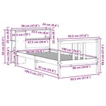 vidaXL Lit bibliothèque sans matelas 90x190 cm bois de pin massif