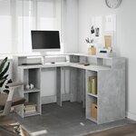 vidaXL Bureau et lumières LED gris béton 130x130x91cm bois ingénierie