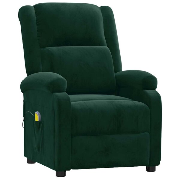 vidaXL Fauteuil de massage Vert foncé velours