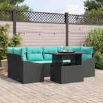 vidaXL Ensemble de canapé de jardin 7 Pièces Noir et Bleu Poly rotin