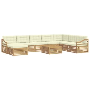 vidaXL Ensemble de canapés d'extérieur 9 Pièces Blanc et crème Polyester