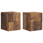 vidaXL Cabinet de chevet mural 2 Pièces Bois ancien 34 5 x 33 x 40 cm