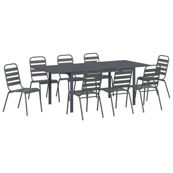 Ensemble de salle à manger de jardin vidaXL 9 pièces gris anthracite