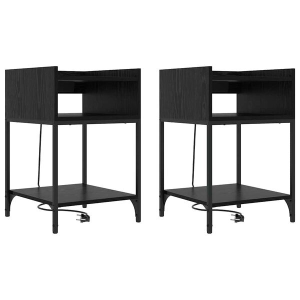 vidaXL Armoires de chevet 2 Pièces Chêne noir 40 x 40 x 61 cm