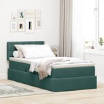 vidaXL Lit de Rangement avec matelas Vert foncé 100 x 200 cm Velours