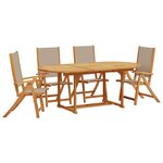 vidaXL Ensemble à manger de jardin 5Pièces bois d'acacia solide textilène