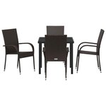 vidaXL Ensemble de salle à manger pour jardin 5 Pièces Marron Poly rotin