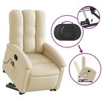vidaXL Fauteuil inclinable de massage Crème Tissu